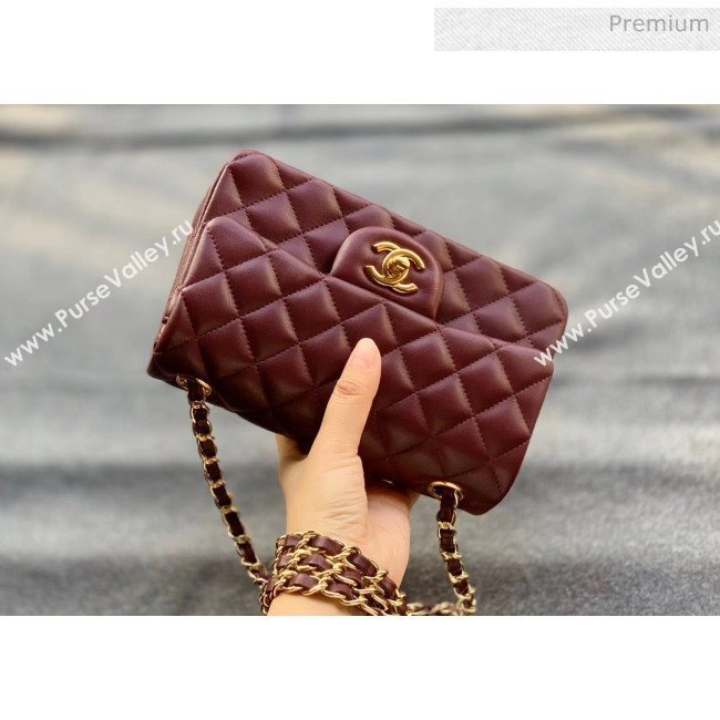 Chanel Quilted Lambskin Classic Small Flap Bag Burgundy With Gold Hardware(Top Quality) (MH-20031620)