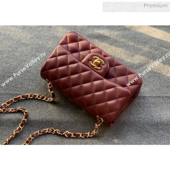 Chanel Quilted Lambskin Classic Small Flap Bag Burgundy With Gold Hardware(Top Quality) (MH-20031620)