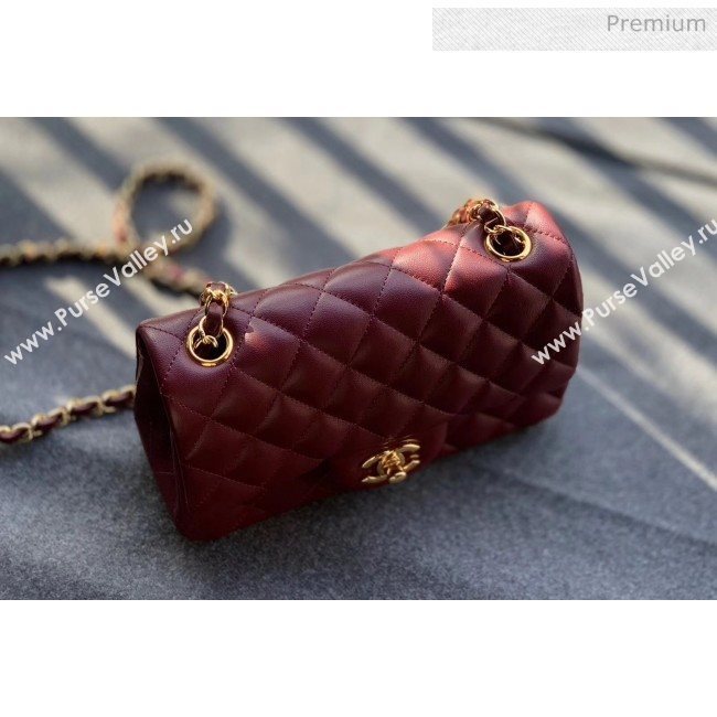 Chanel Quilted Lambskin Classic Small Flap Bag Burgundy With Gold Hardware(Top Quality) (MH-20031620)