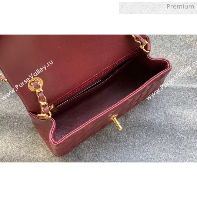 Chanel Quilted Lambskin Classic Small Flap Bag Burgundy With Gold Hardware(Top Quality) (MH-20031620)