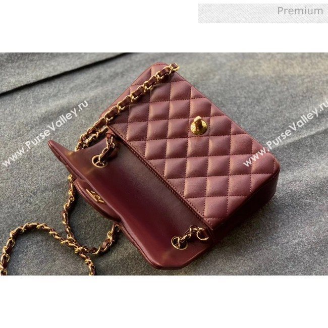 Chanel Quilted Lambskin Classic Small Flap Bag Burgundy With Gold Hardware(Top Quality) (MH-20031620)