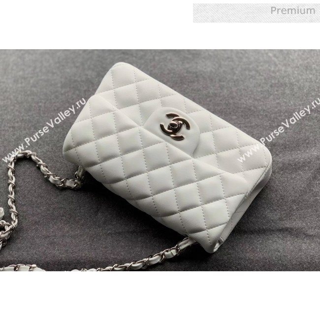Chanel Quilted Lambskin Classic Small Flap Bag White With Silver Hardware(Top Quality) (MH-20031619)