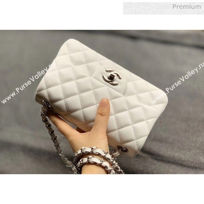 Chanel Quilted Lambskin Classic Small Flap Bag White With Silver Hardware(Top Quality) (MH-20031619)