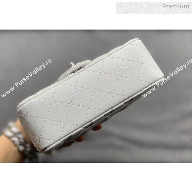 Chanel Quilted Lambskin Classic Small Flap Bag White With Silver Hardware(Top Quality) (MH-20031619)