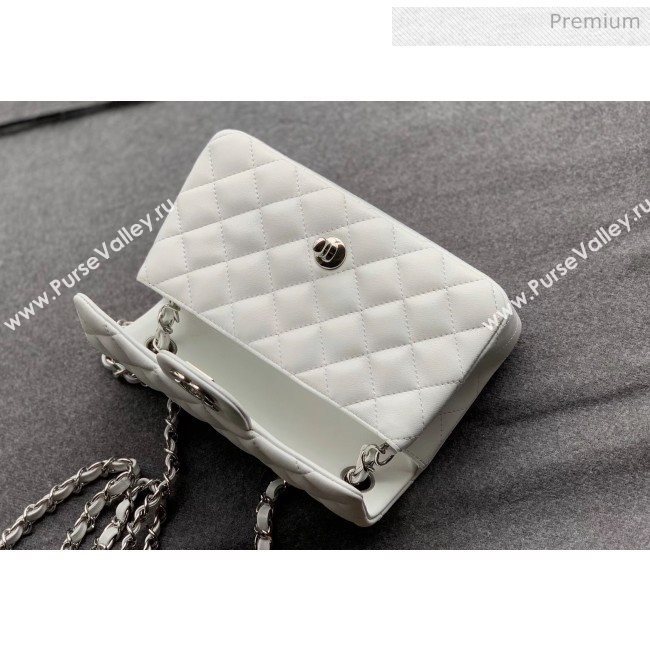 Chanel Quilted Lambskin Classic Small Flap Bag White With Silver Hardware(Top Quality) (MH-20031619)