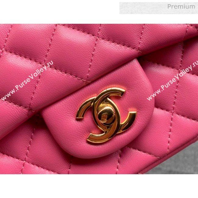 Chanel Quilted Lambskin Classic Small Flap Bag Rosy With Gold Hardware(Top Quality) (MH-20031622)
