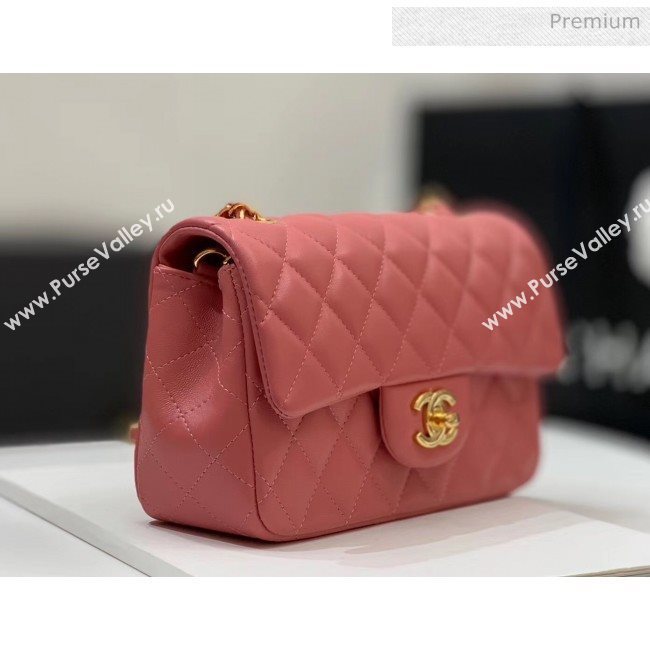 Chanel Quilted Lambskin Classic Small Flap Bag Rouge With Gold Hardware(Top Quality) (MH-20031623)