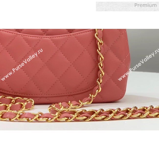 Chanel Quilted Lambskin Classic Small Flap Bag Rouge With Gold Hardware(Top Quality) (MH-20031623)