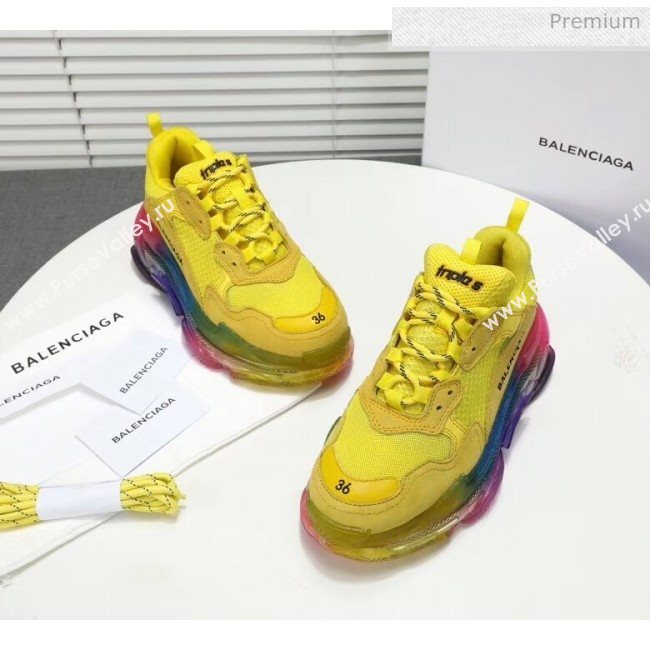 Balenciaga Triple S Rainbow Outsole Sneakers Yellow 2019 (HZ-0031716)