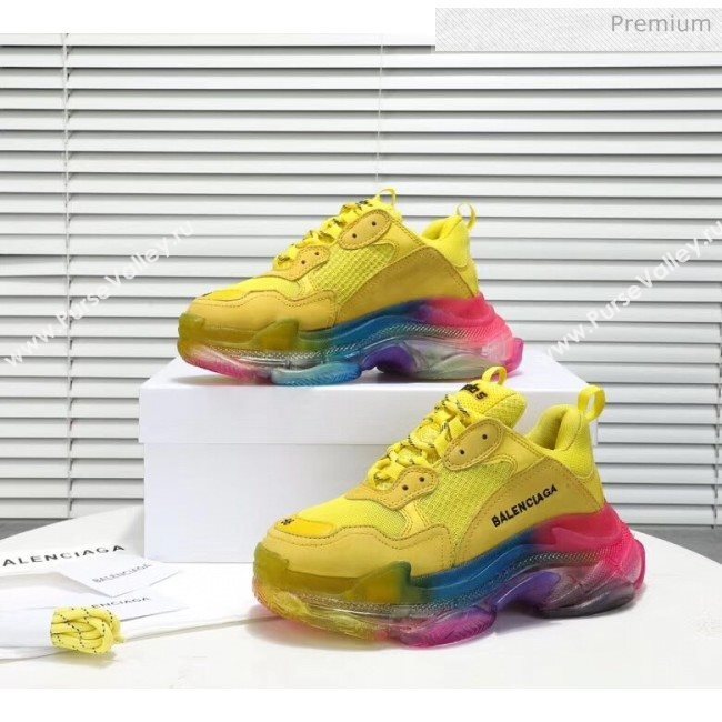 Balenciaga Triple S Rainbow Outsole Sneakers Yellow 2019 (HZ-0031716)