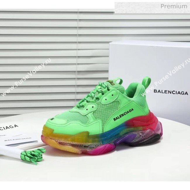 Balenciaga Triple S Rainbow Outsole Sneakers Light Green 2019 (HZ-0031714)