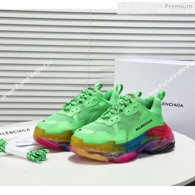Balenciaga Triple S Rainbow Outsole Sneakers Light Green 2019 (HZ-0031714)