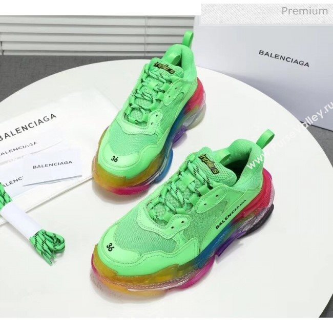 Balenciaga Triple S Rainbow Outsole Sneakers Light Green 2019 (HZ-0031714)