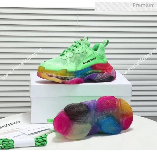 Balenciaga Triple S Rainbow Outsole Sneakers Light Green 2019 (HZ-0031714)