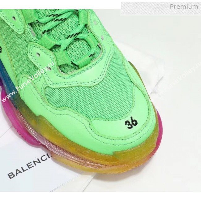 Balenciaga Triple S Rainbow Outsole Sneakers Light Green 2019 (HZ-0031714)