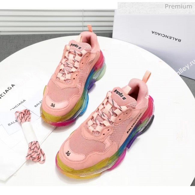 Balenciaga Triple S Rainbow Outsole Sneakers Pink 2019 (HZ-0031713)