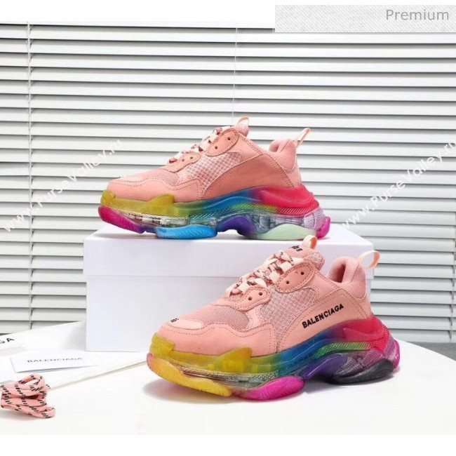 Balenciaga Triple S Rainbow Outsole Sneakers Pink 2019 (HZ-0031713)