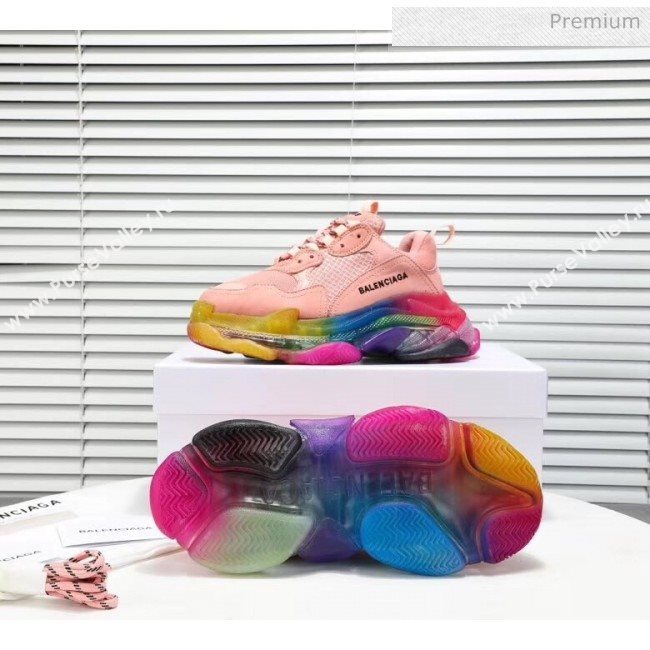 Balenciaga Triple S Rainbow Outsole Sneakers Pink 2019 (HZ-0031713)