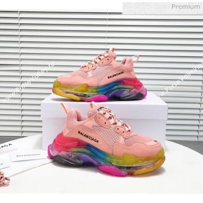 Balenciaga Triple S Rainbow Outsole Sneakers Pink 2019 (HZ-0031713)