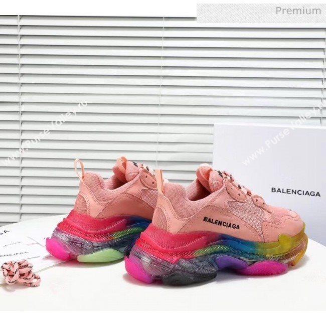 Balenciaga Triple S Rainbow Outsole Sneakers Pink 2019 (HZ-0031713)