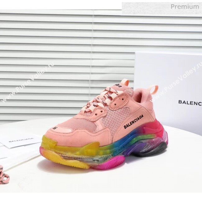 Balenciaga Triple S Rainbow Outsole Sneakers Pink 2019 (HZ-0031713)