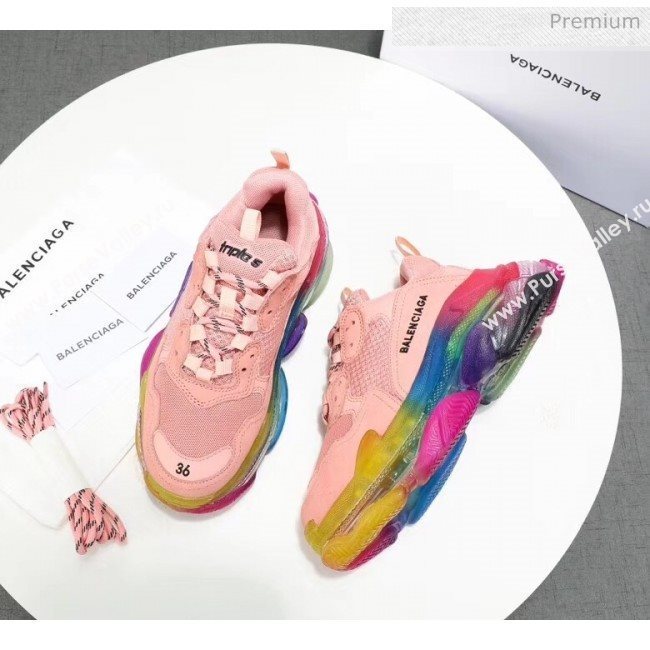 Balenciaga Triple S Rainbow Outsole Sneakers Pink 2019 (HZ-0031713)