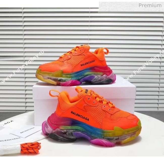 Balenciaga Triple S Rainbow Outsole Sneakers Orange 2019 (HZ-0031711)