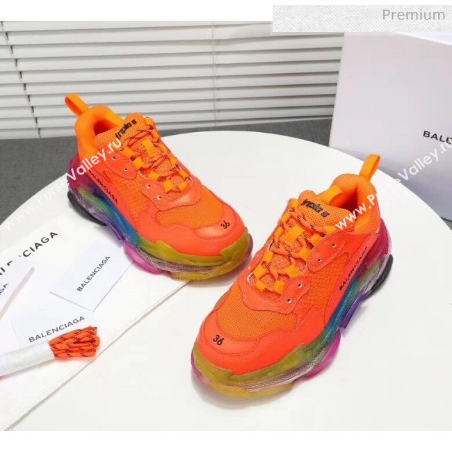 Balenciaga Triple S Rainbow Outsole Sneakers Orange 2019 (HZ-0031711)