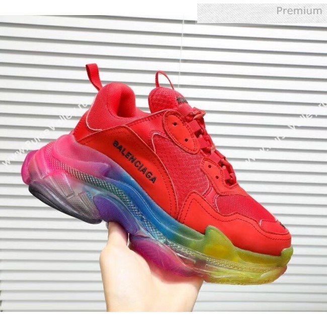 Balenciaga Triple S Rainbow Outsole Sneakers Red 2019 (HZ-0031709)