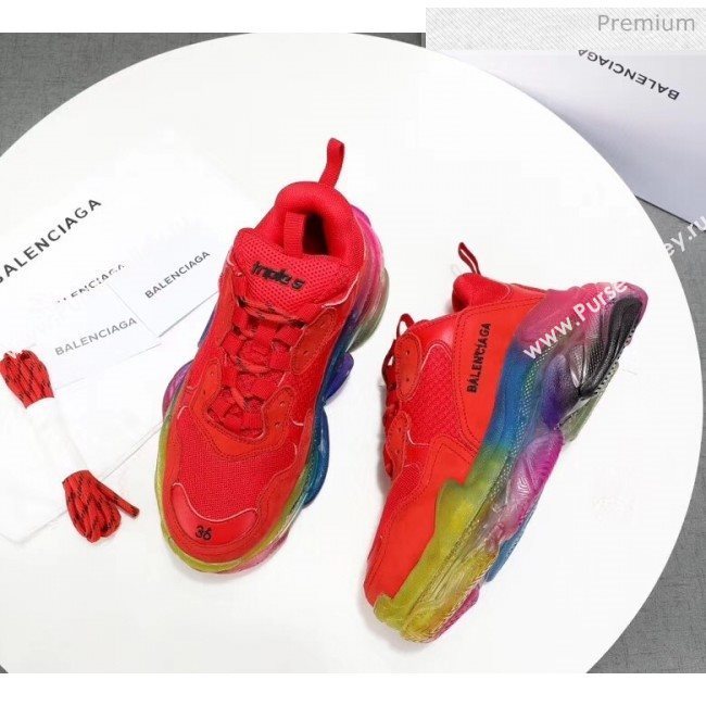 Balenciaga Triple S Rainbow Outsole Sneakers Red 2019 (HZ-0031709)