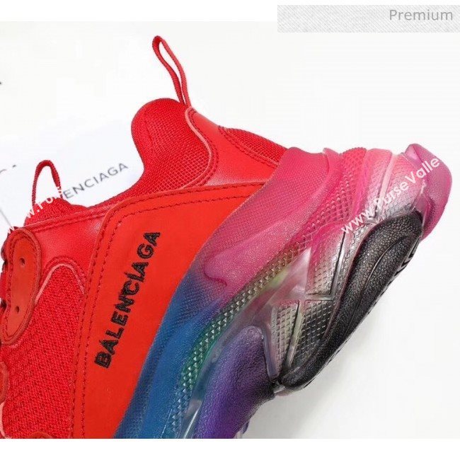 Balenciaga Triple S Rainbow Outsole Sneakers Red 2019 (HZ-0031709)