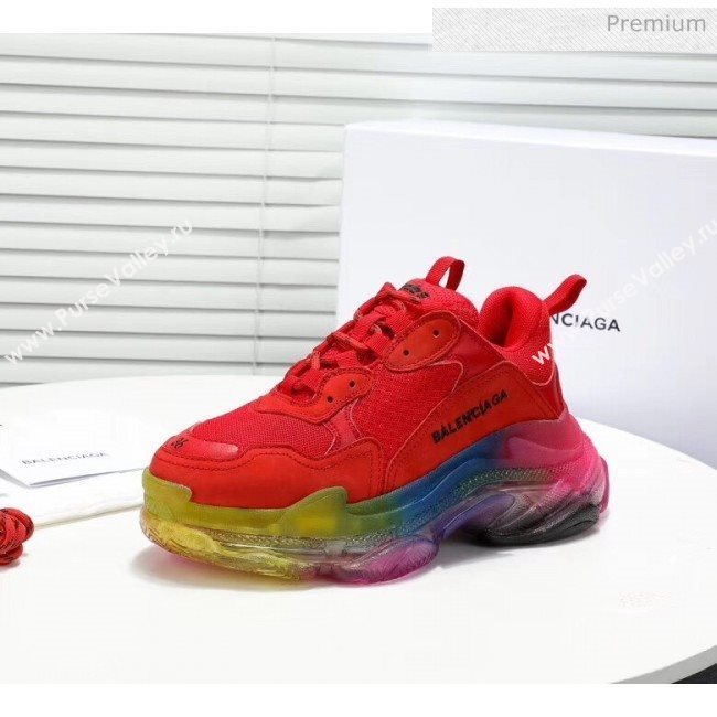 Balenciaga Triple S Rainbow Outsole Sneakers Red 2019 (HZ-0031709)