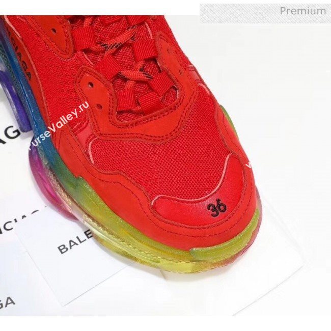 Balenciaga Triple S Rainbow Outsole Sneakers Red 2019 (HZ-0031709)