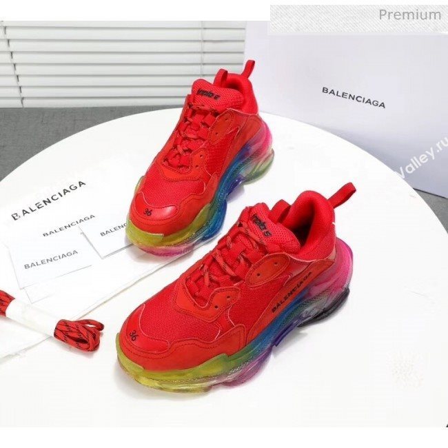 Balenciaga Triple S Rainbow Outsole Sneakers Red 2019 (HZ-0031709)