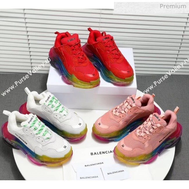 Balenciaga Triple S Rainbow Outsole Sneakers Red 2019 (HZ-0031709)