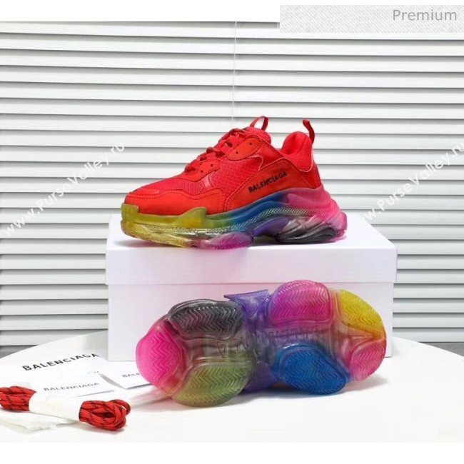 Balenciaga Triple S Rainbow Outsole Sneakers Red 2019 (HZ-0031709)