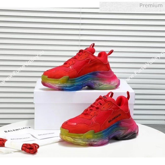 Balenciaga Triple S Rainbow Outsole Sneakers Red 2019 (HZ-0031709)