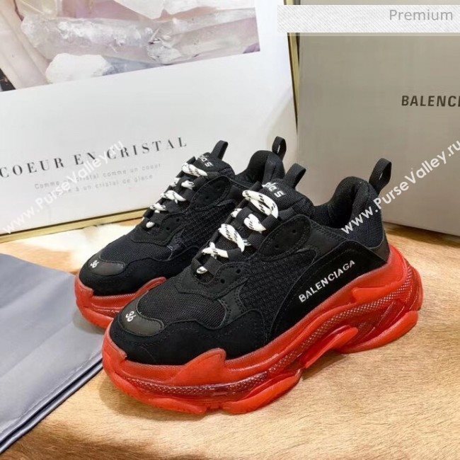 Balenciaga Triple S Clear Outsole Sneakers Black/Red 2019 (HZ-0031710)