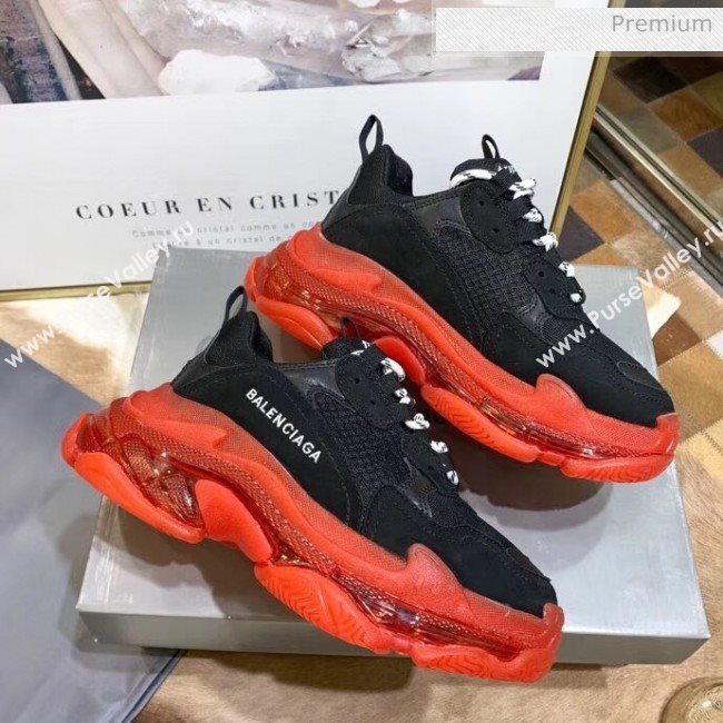 Balenciaga Triple S Clear Outsole Sneakers Black/Red 2019 (HZ-0031710)
