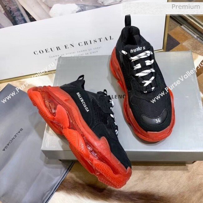 Balenciaga Triple S Clear Outsole Sneakers Black/Red 2019 (HZ-0031710)