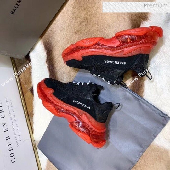 Balenciaga Triple S Clear Outsole Sneakers Black/Red 2019 (HZ-0031710)