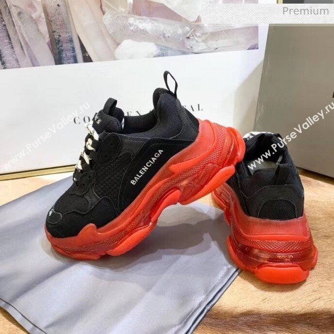Balenciaga Triple S Clear Outsole Sneakers Black/Red 2019 (HZ-0031710)