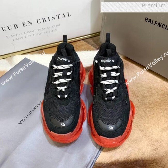 Balenciaga Triple S Clear Outsole Sneakers Black/Red 2019 (HZ-0031710)
