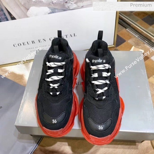 Balenciaga Triple S Clear Outsole Sneakers Black/Red 2019 (HZ-0031710)