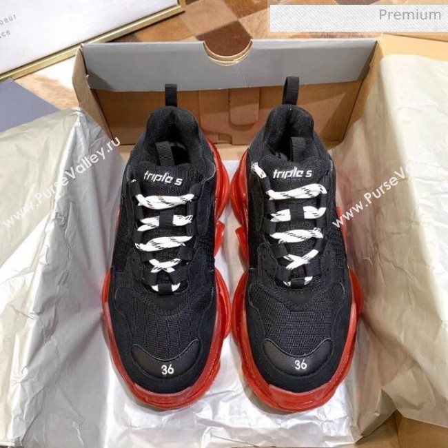 Balenciaga Triple S Clear Outsole Sneakers Black/Red 2019 (HZ-0031710)
