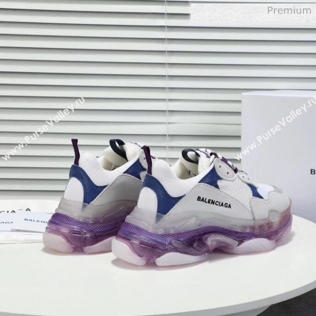 Balenciaga Triple S Clear Outsole Sneakers White/Purple/Blue 2019 (HZ-0031707)