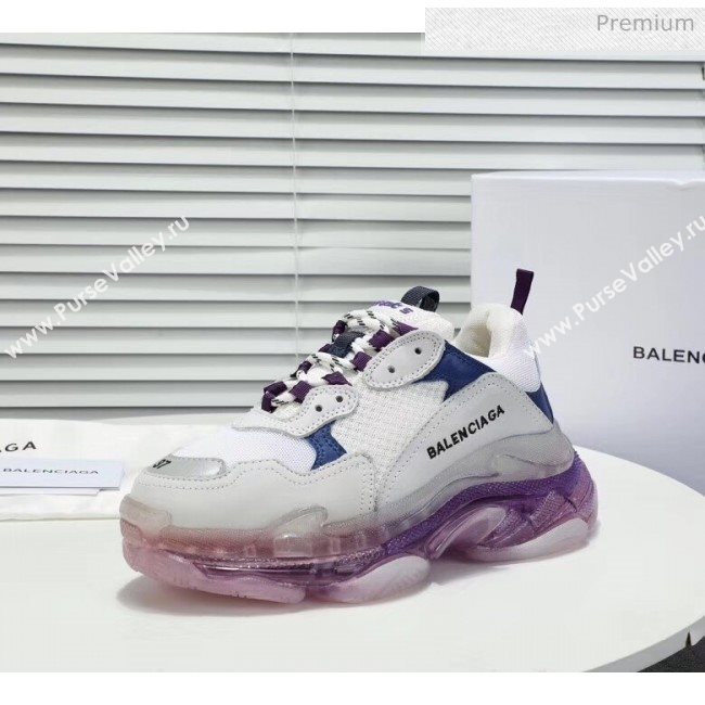 Balenciaga Triple S Clear Outsole Sneakers White/Purple/Blue 2019 (HZ-0031707)