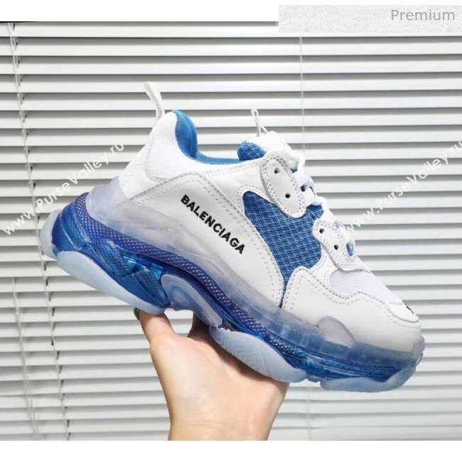 Balenciaga Triple S Clear Outsole Sneakers White/Blue 2019 (HZ-0031706)