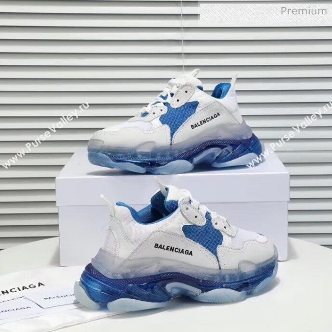 Balenciaga Triple S Clear Outsole Sneakers White/Blue 2019 (HZ-0031706)