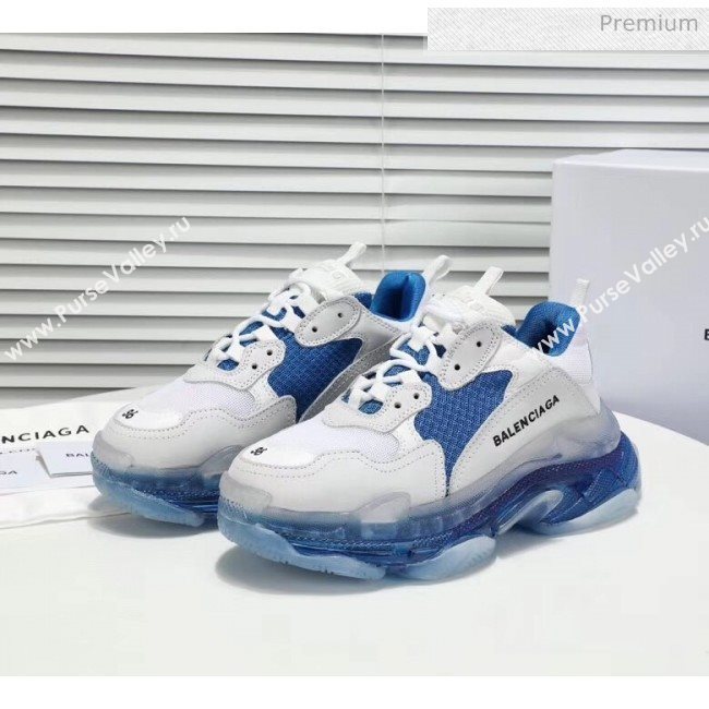 Balenciaga Triple S Clear Outsole Sneakers White/Blue 2019 (HZ-0031706)